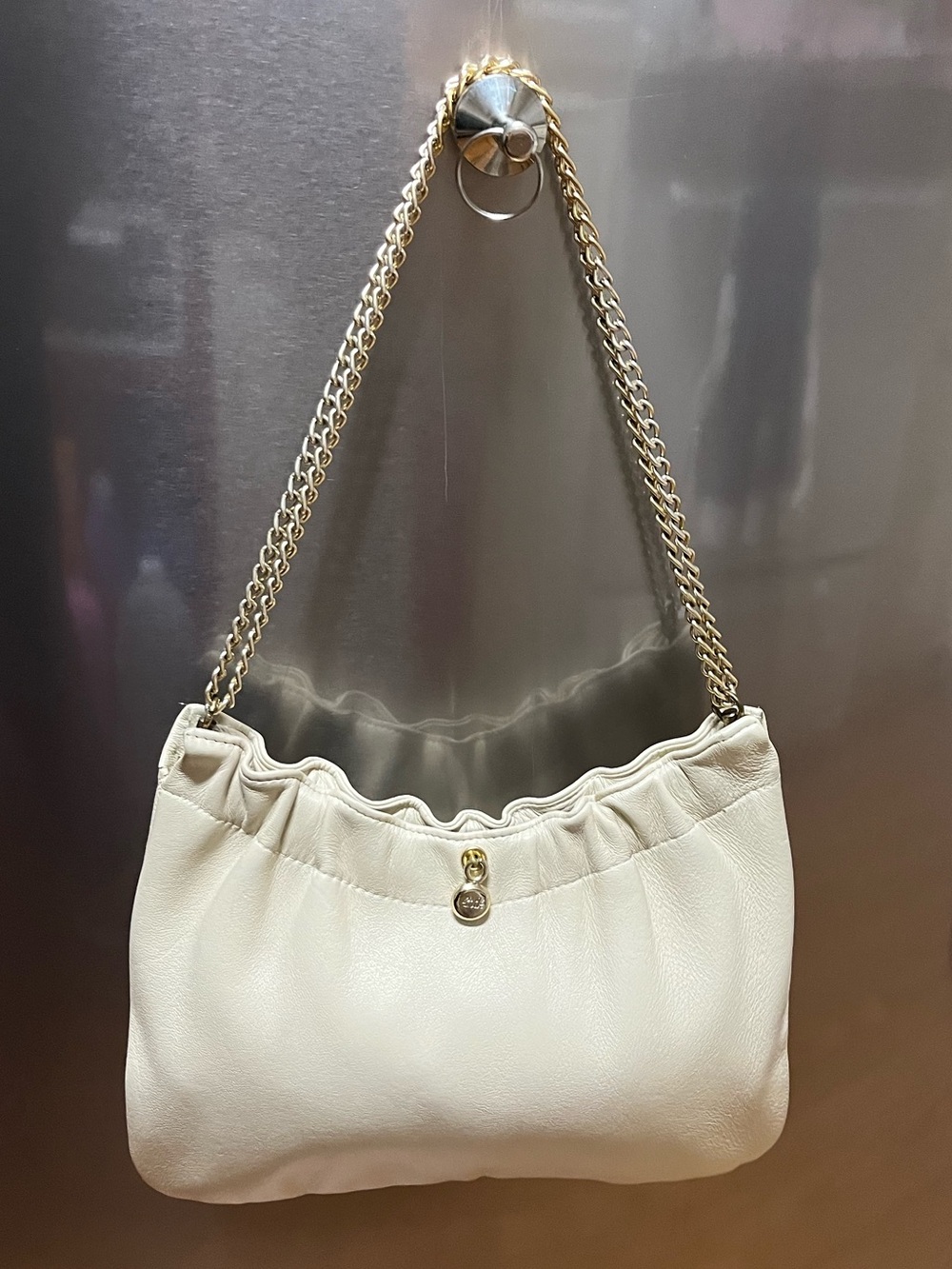 ANDE Vintage Small Leather Handbag Beige 1960’s